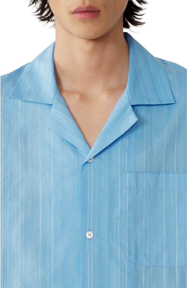 Lanvin Textured Shirt In Cotton And Silk, Alternate, color, Periwinkle