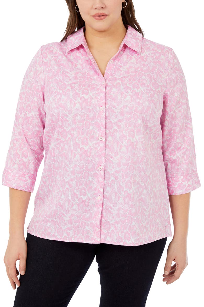 Lucie Pink Panther Cotton Button-Up Shirt, Main, color, PINK PEACH