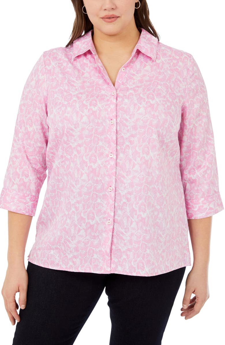 Foxcroft Lucie Pink Panther Cotton Button-Up Shirt, Main, color, 