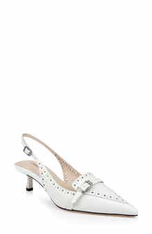L'AGENCE Lourdes Slingback Pointed Toe Kitten Heel Pump