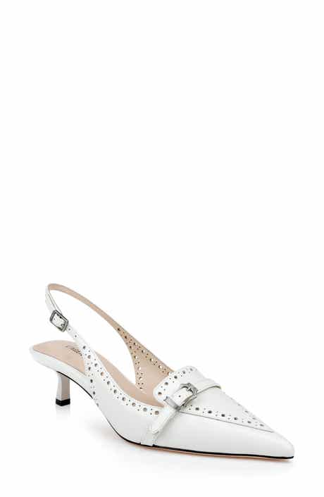 L'AGENCE Lourdes Slingback Pointed Toe Kitten Heel Pump