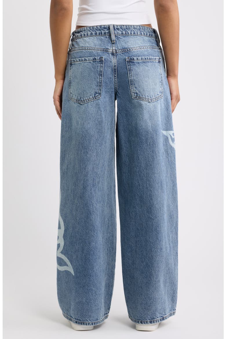 Tattoo Butterfly High Waist Wide Leg Jeans, Alternate, color, MEDIUM WASH