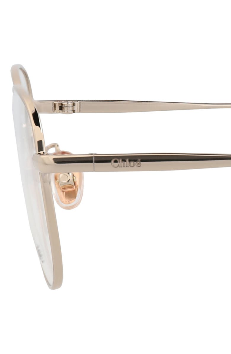 Chloé 53mm Round Optical Glasses, Alternate, color, Gold Gold Transparent