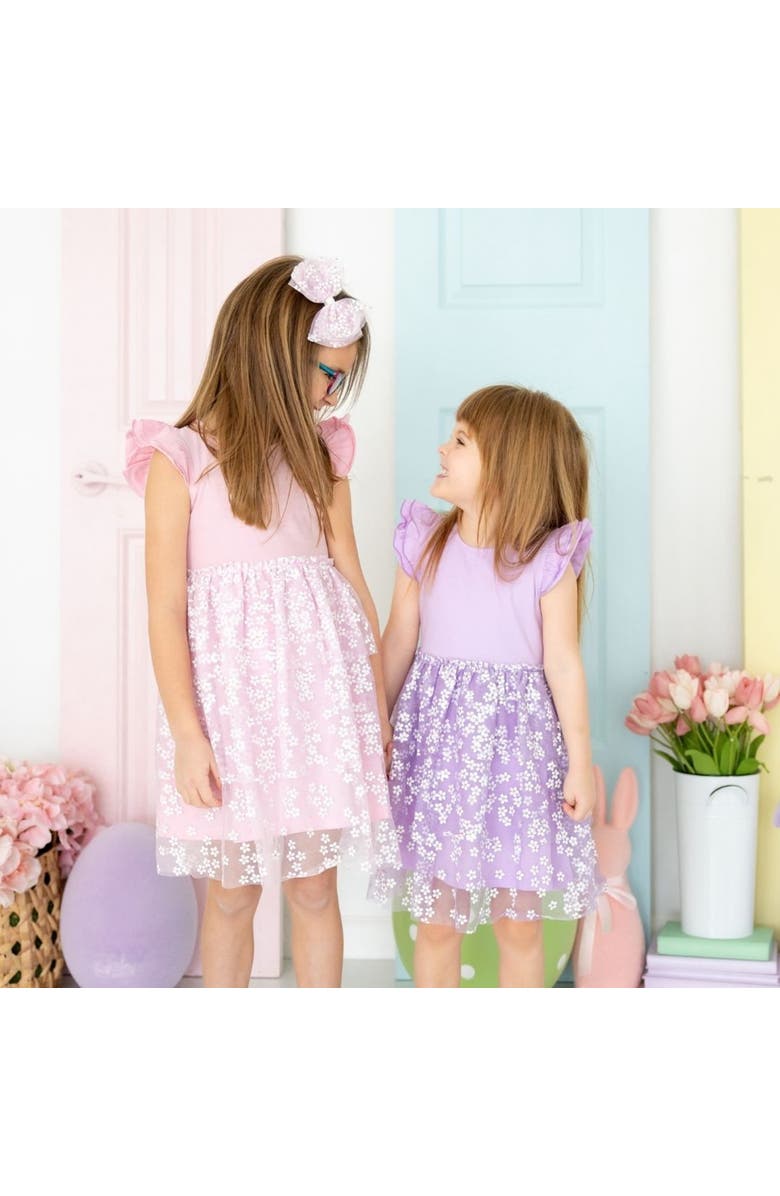 Sweet Wink Pink Ditsy Daisy Easter Tiered Short Sleeve Tutu Dress, Alternate, color,