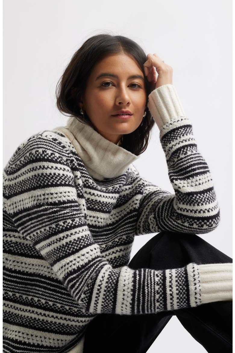 Stripe Jacquard Turtleneck Sweater, Main, color, IVORY- BLACK JERSEY STRIPE