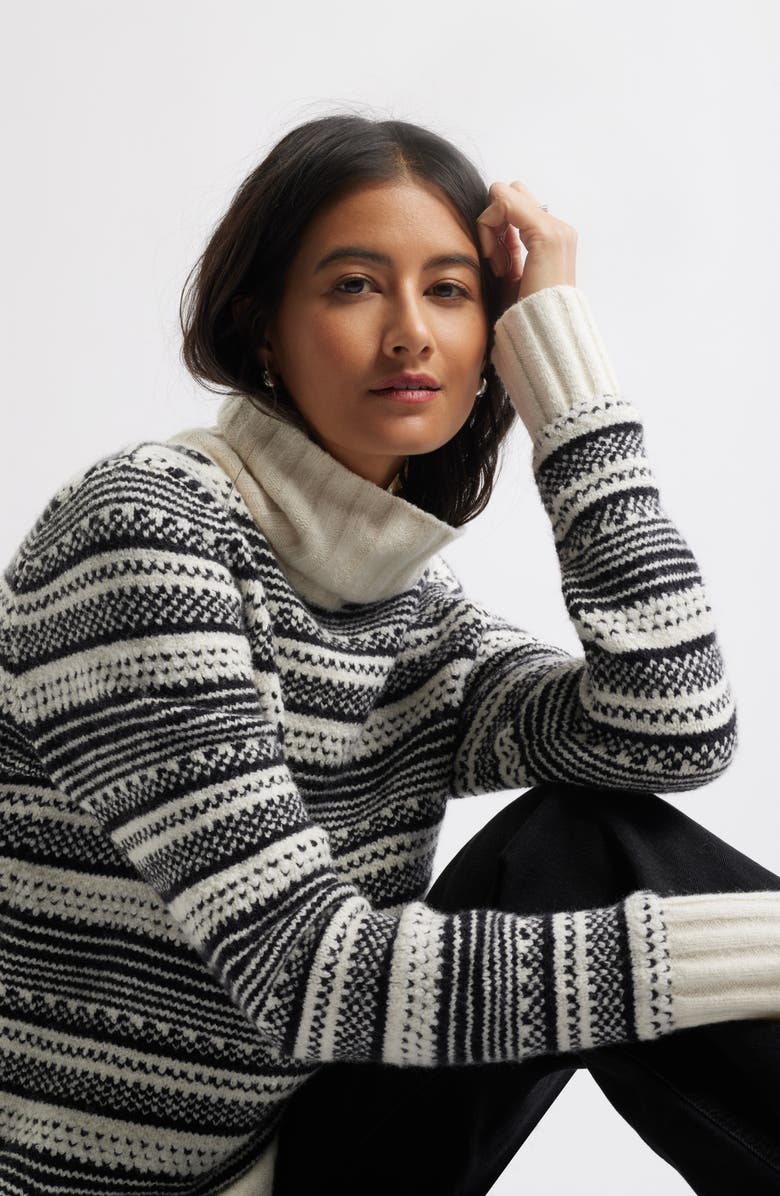 Caslon<sup>®</sup> Stripe Jacquard Turtleneck Sweater, Main, color,