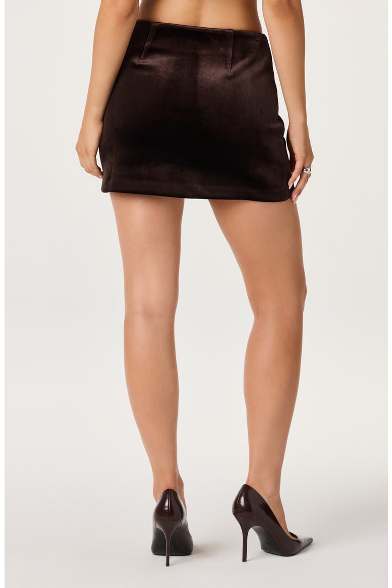 Raphaelle Velvet Miniskirt, Alternate, color, DARK BROWN