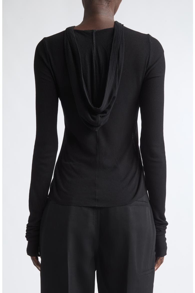 Rib Crop Sweater Hoodie, Alternate, color, BLACK