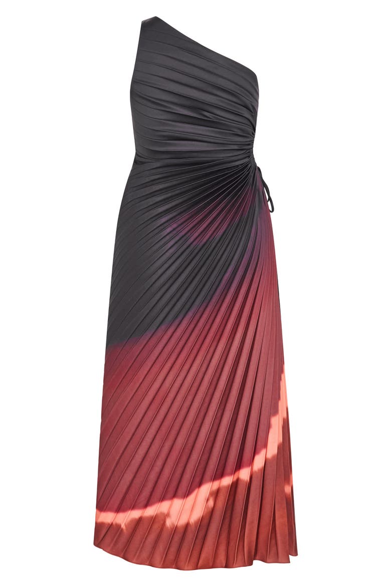 Aliza One-Shoulder Side Cutout Pleated Dress, Alternate, color, SPICY
