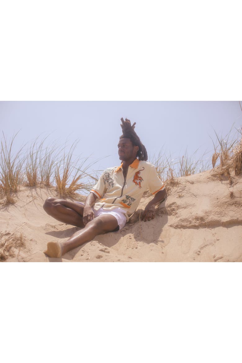 'Crouching Tiger, Hidden Beverage' Cabana, Alternate, color, Beige/Orange