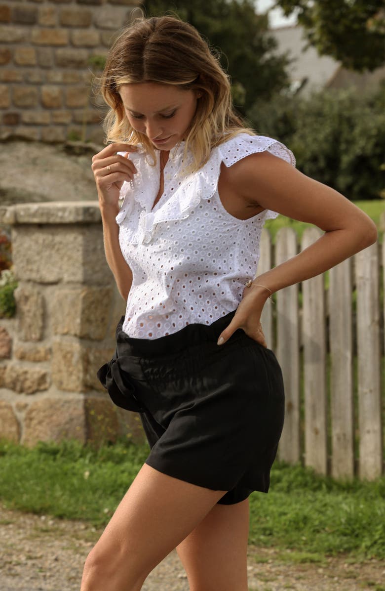 Cache Coeur Nubie Smocked Twill Maternity Shorts, Alternate, color, 