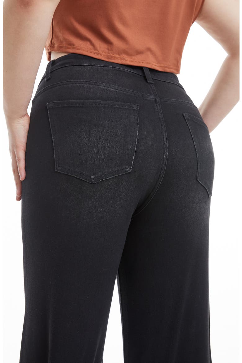 Frayed Mid Rise Wide Leg Jeans, Alternate, color, RAVEN