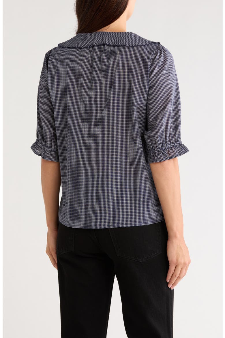 Ruffled V-Neck Button Top, Alternate, color, STARGAZER