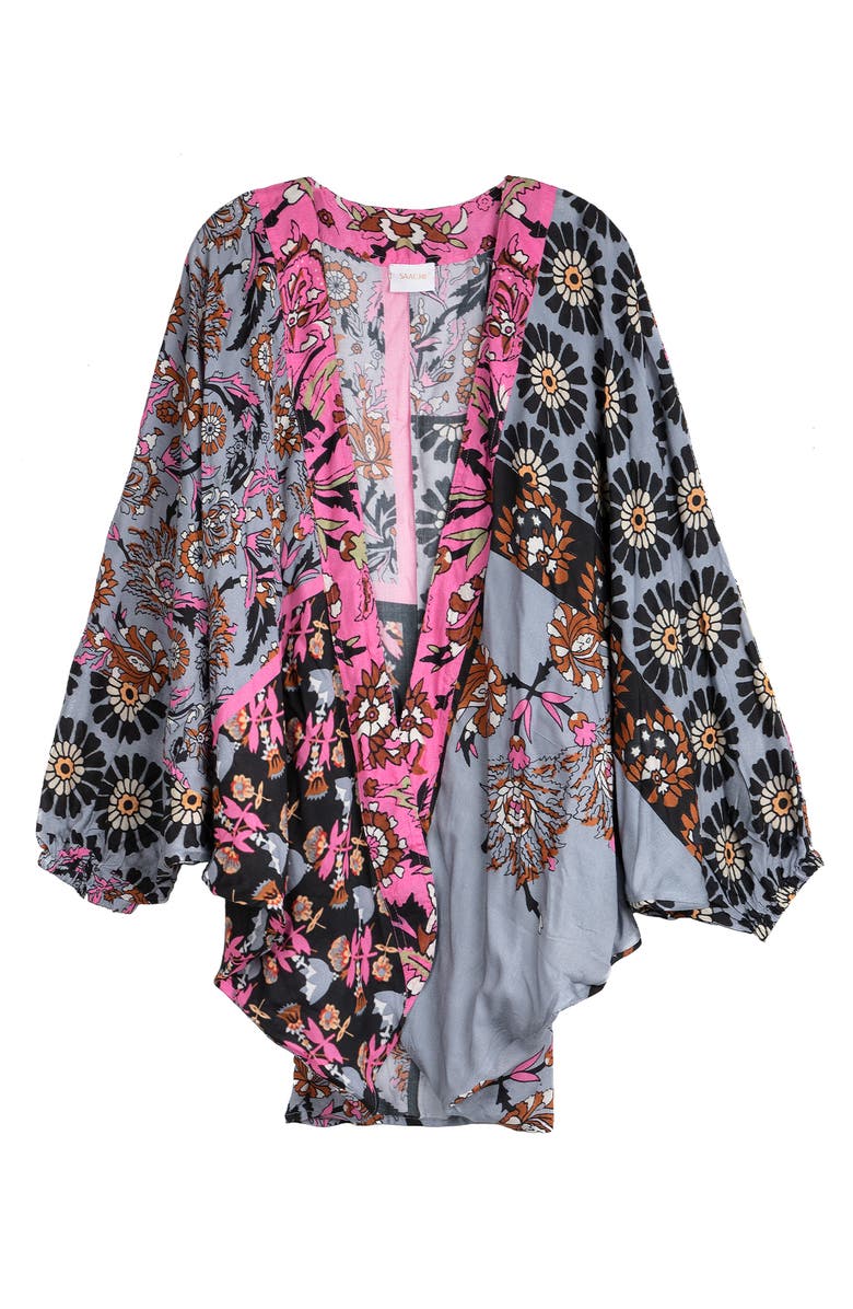 SAACHI The Tropicana Paisley Balloon Sleeve Ruana, Alternate, color, Pink Combo