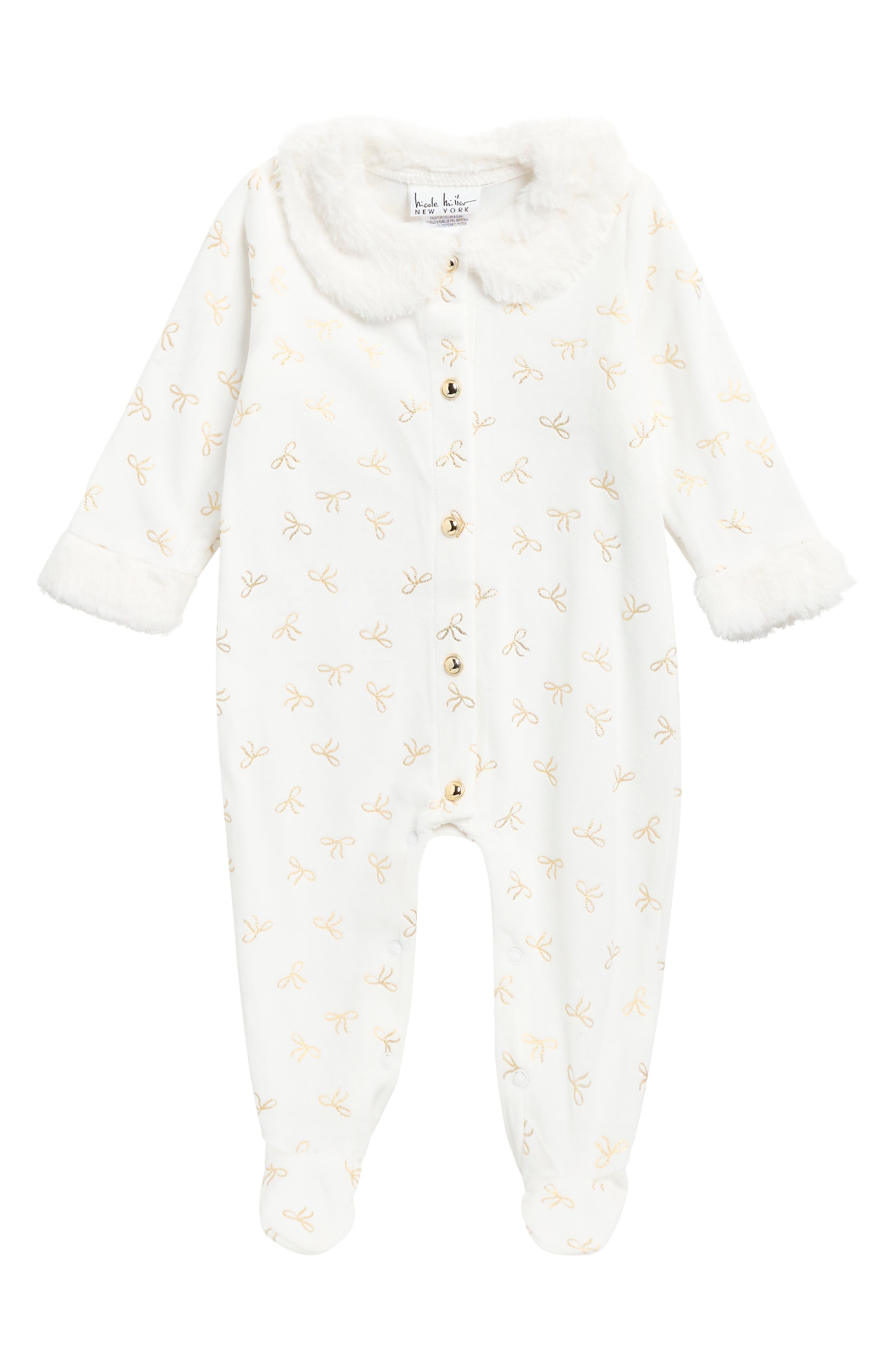 Faux Fur Trim Footie