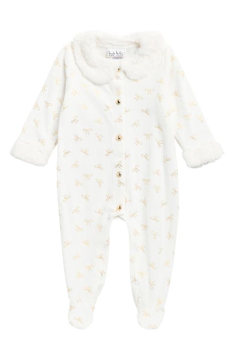 Faux Fur Trim Footie