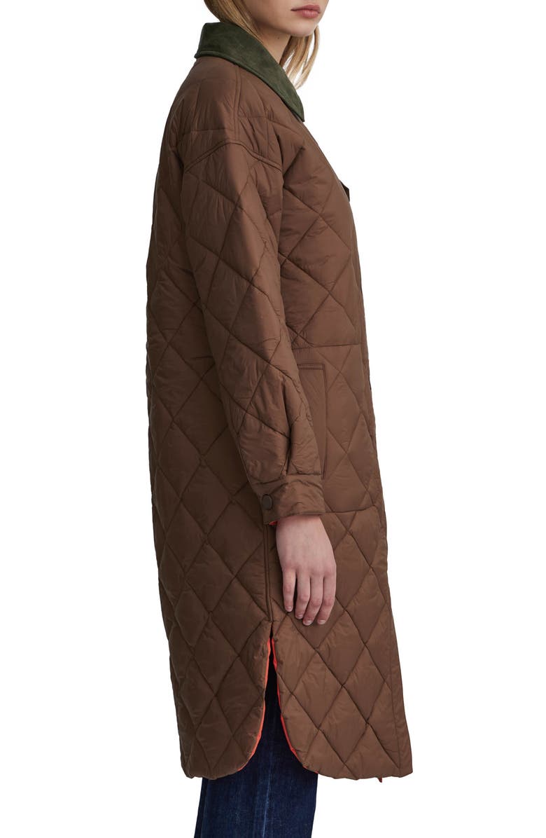 NVLT Semi Cire Reversible Longline Shacket, Alternate, color, Chocolate