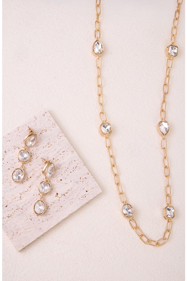 Crystal Cascade Long Necklace, Alternate, color, GOLD