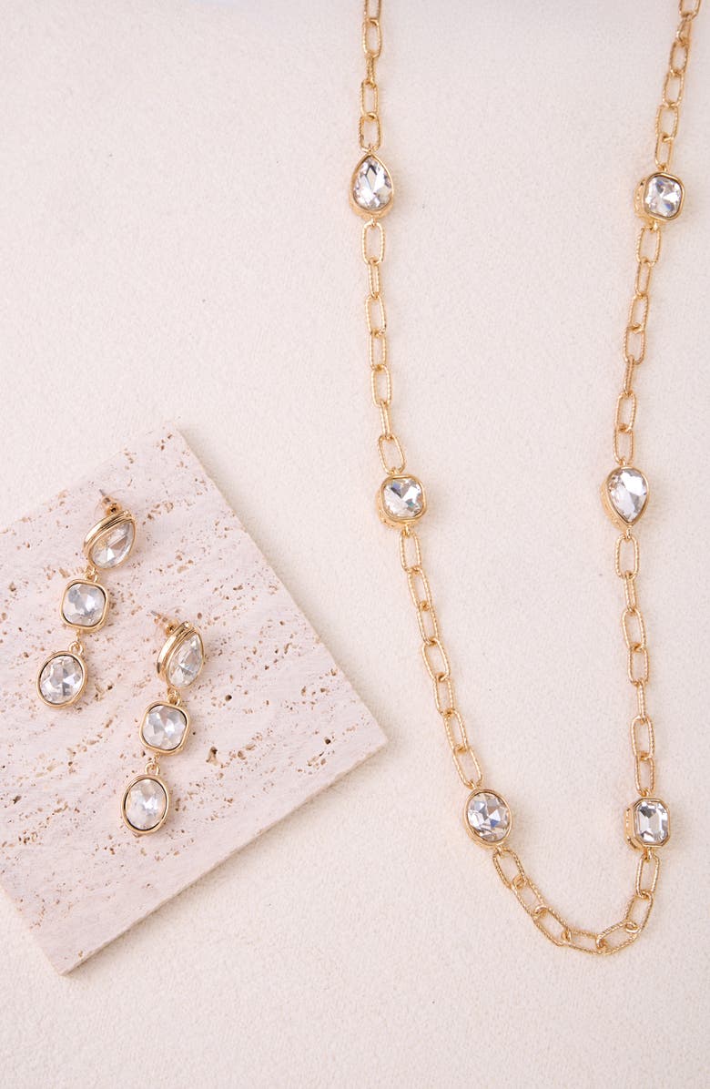 SAACHI Crystal Cascade Long Necklace, Alternate, color, Gold