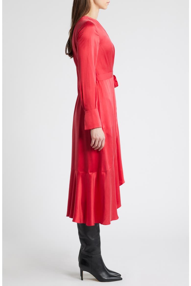 Victoria Long Sleeve Silk Faux Wrap Dress, Alternate, color, SCARLET