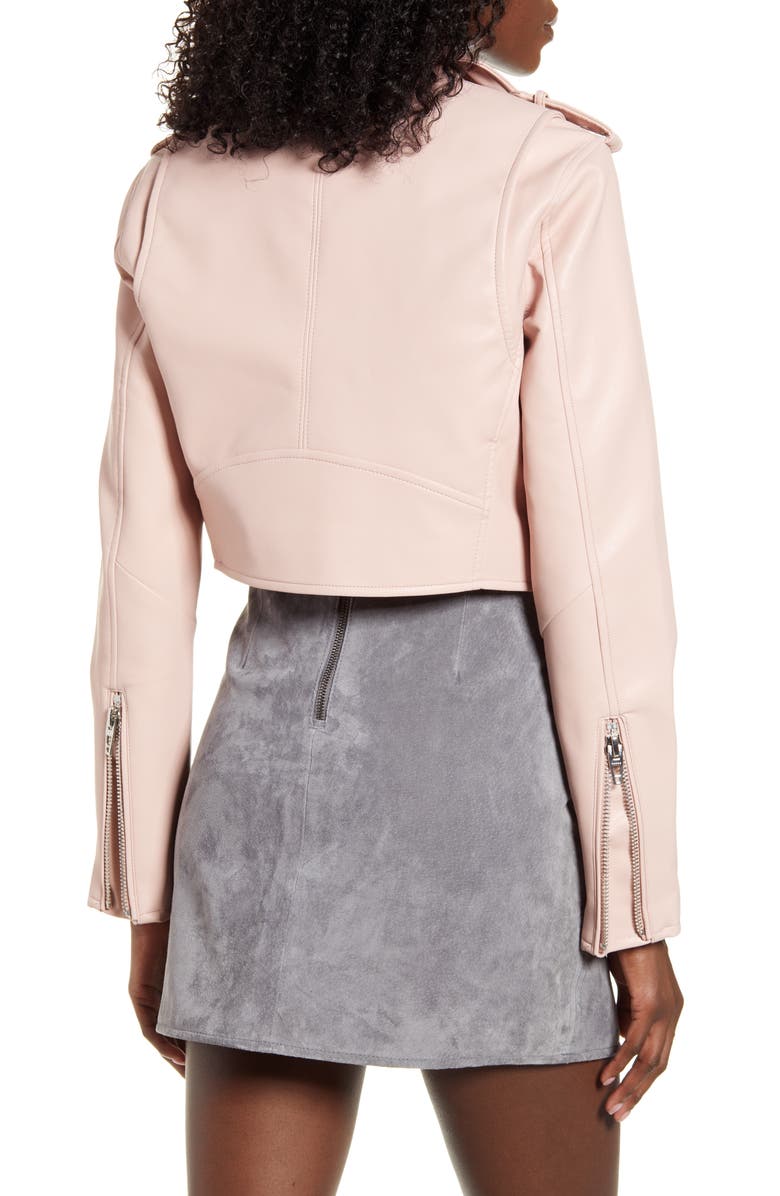 BLANKNYC Crop Faux Leather Moto Jacket, Alternate, color,
