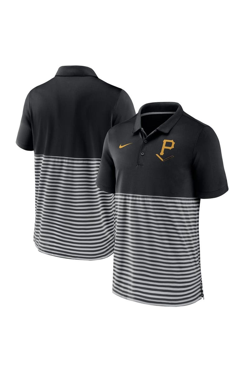 Nike Men's Nike Black/Gray Pittsburgh Pirates Home Plate Striped Polo, Main, color, 