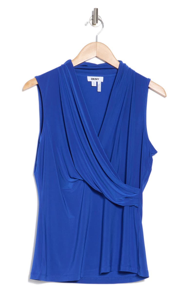 DKNY Sleeveless Knit Faux Wrap Top, Alternate, color, 