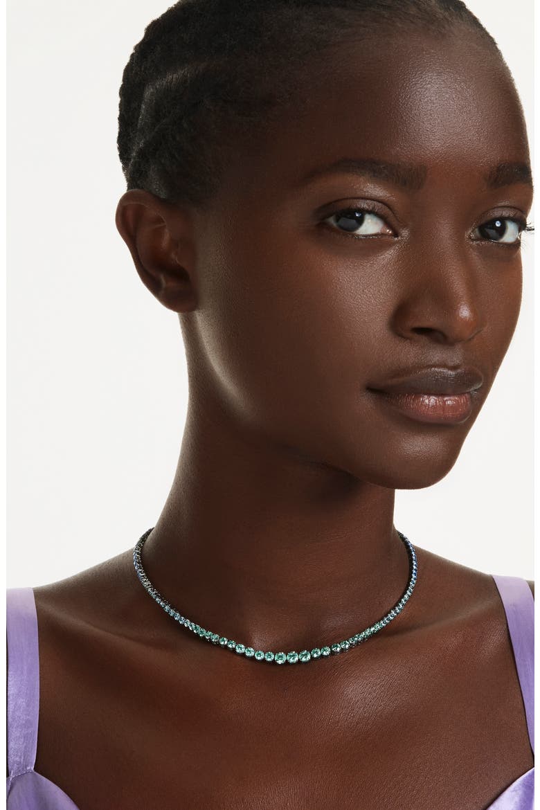Matrix Crystal Slider Necklace, Alternate, color, SILVER/ GREEN