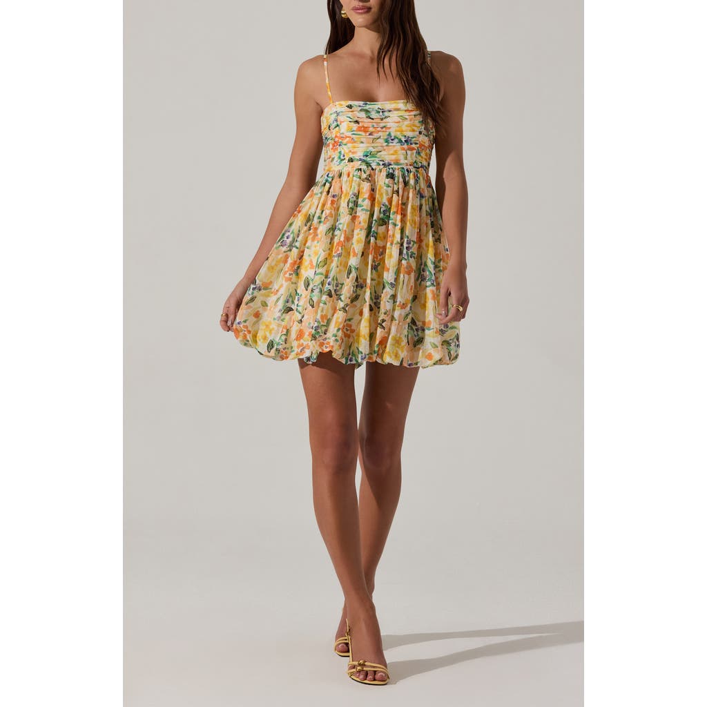 Astr The Label Floral Bubble Hem Minidress In Orange Multi Floral