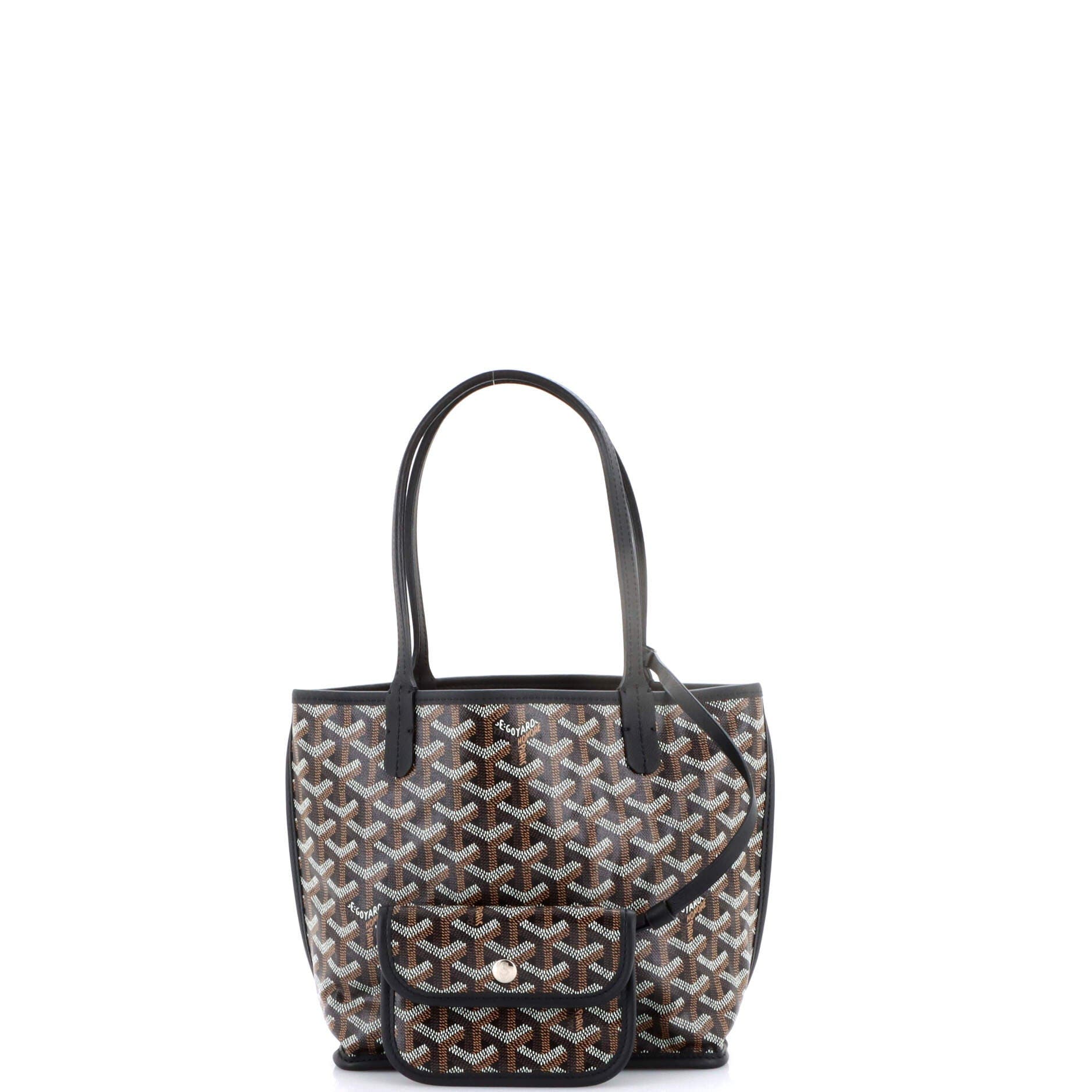 Pre-Owned Goyard Anjou Reversible Tote Coated Canvas Mini, Alternate, color, Black