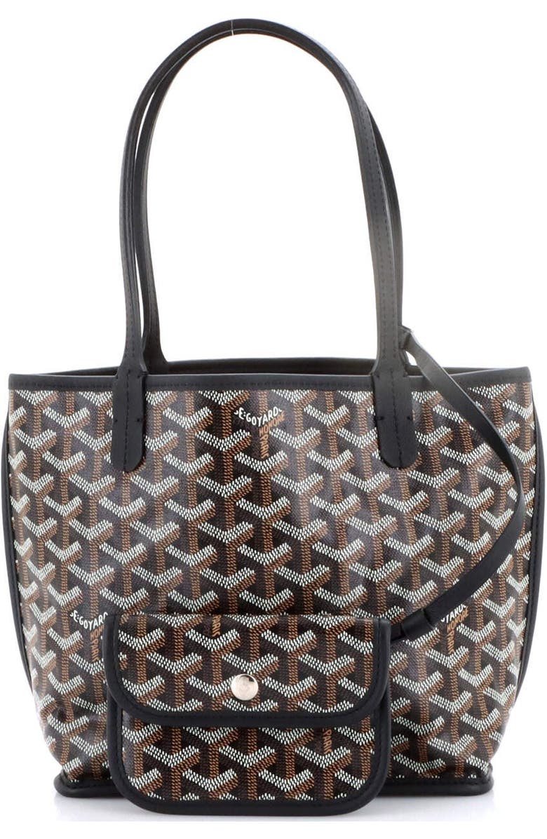 Pre-Owned Goyard Anjou Reversible Tote Coated Canvas Mini, Alternate, color, Black