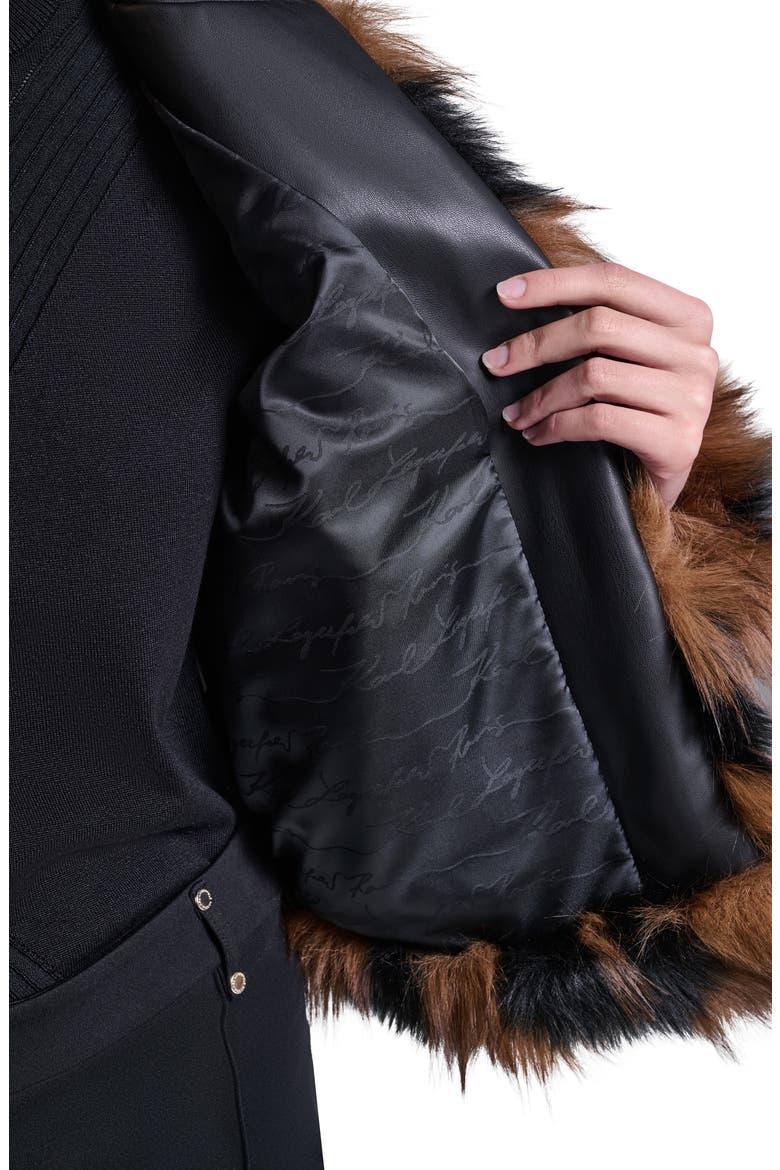Zigzag Faux Fur Jacket, Alternate, color, BLACK/ BROWN