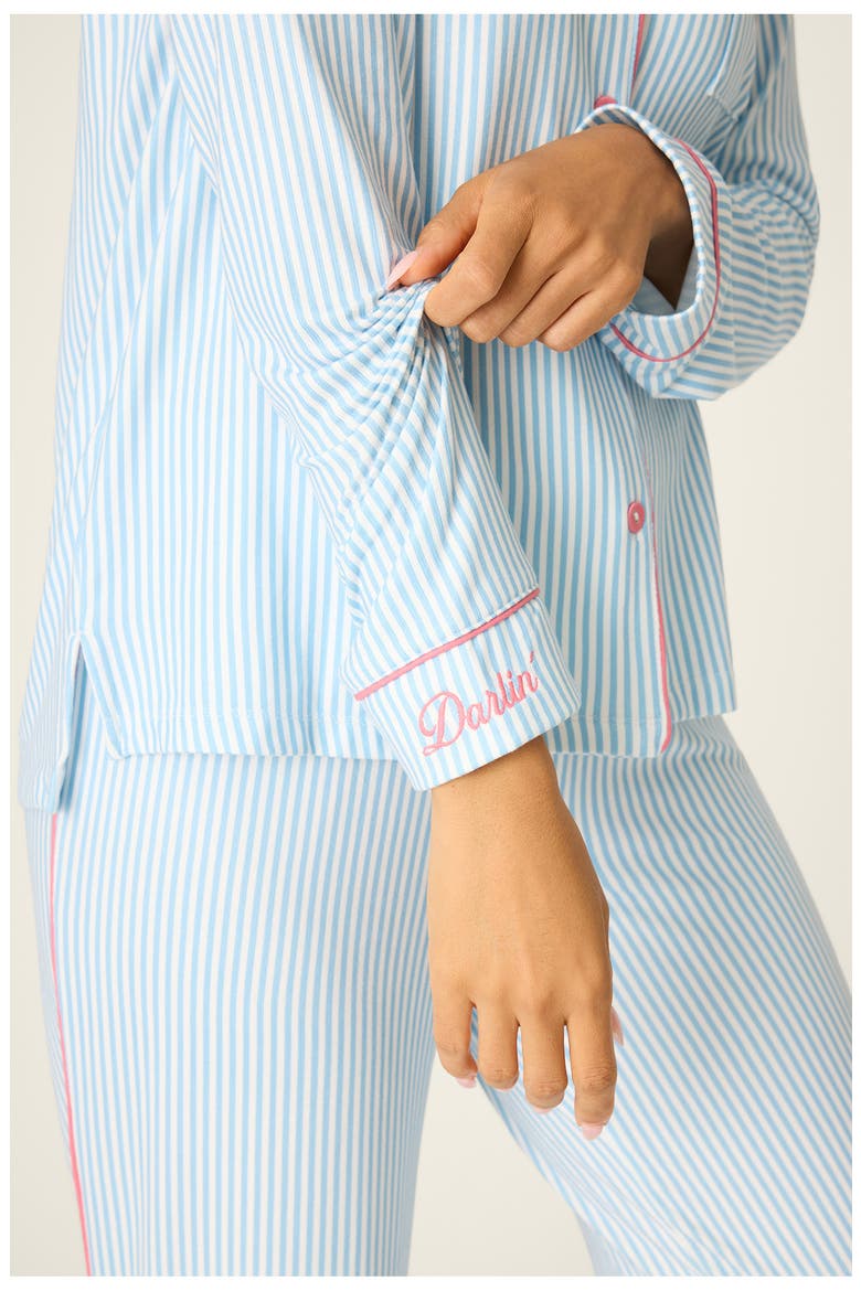 Western Blooms Stripe Butter Jersey Pajamas, Alternate, color, DREAM BLUE