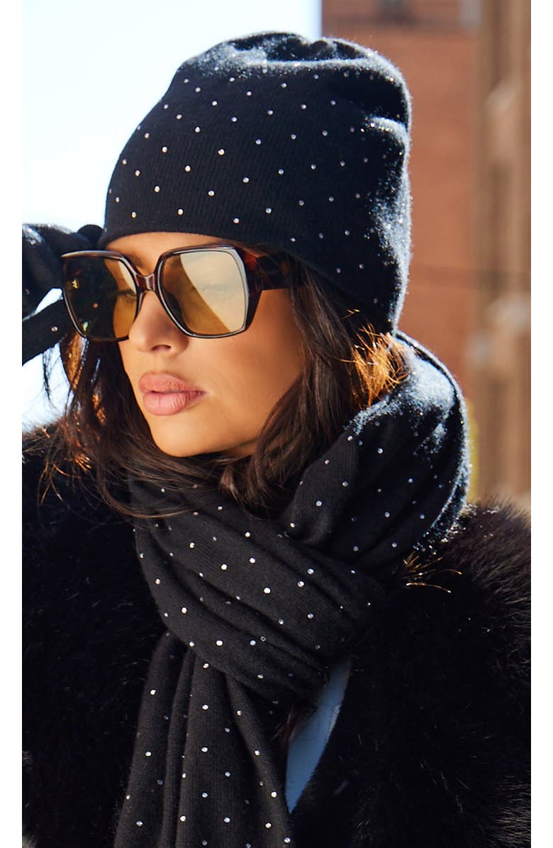 Generation Love Norah Crystal Beanie, Alternate, color, Black