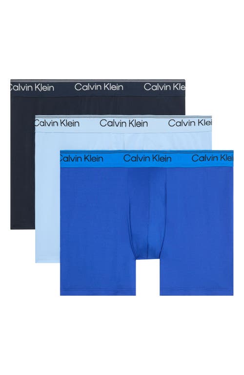 Calvin Klein Assorted 3-pack Microfiber Boxer Briefs In Blue
