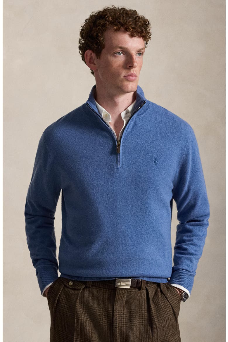 Regular Fit Wool Quarter Zip Sweater, Alternate, color, BLUEBORG