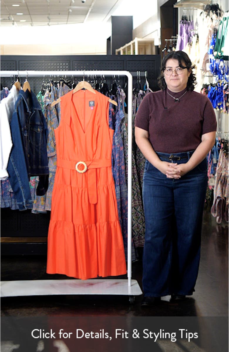 Sleeveless Belted Tiered Cotton Midi Dress, sales video thumbnail