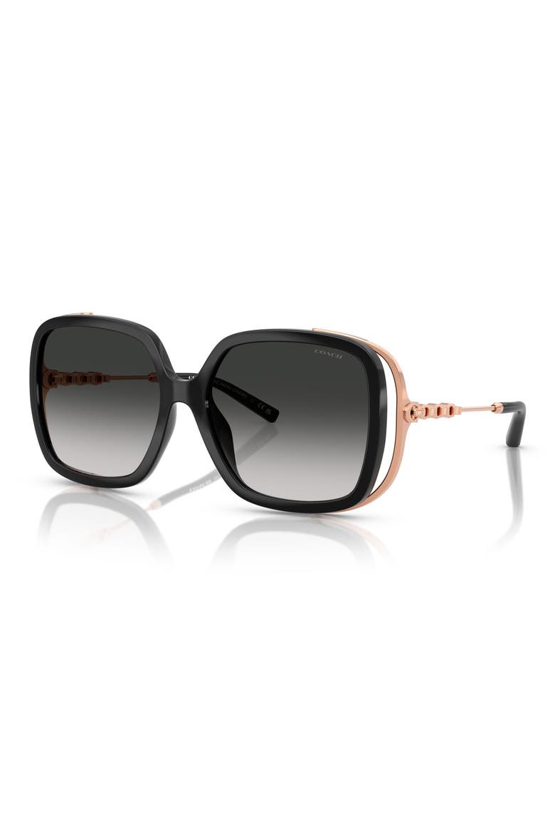 56mm Square Gradient Sunglasses, Alternate, color, BLACK