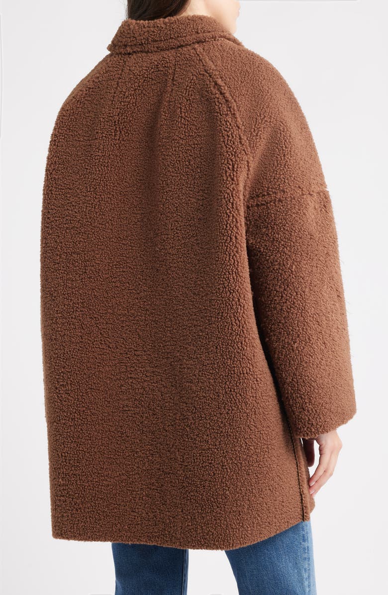 THE GREAT. The Plush Teddy Fleece Car Coat, Alternate, color, Chocolate