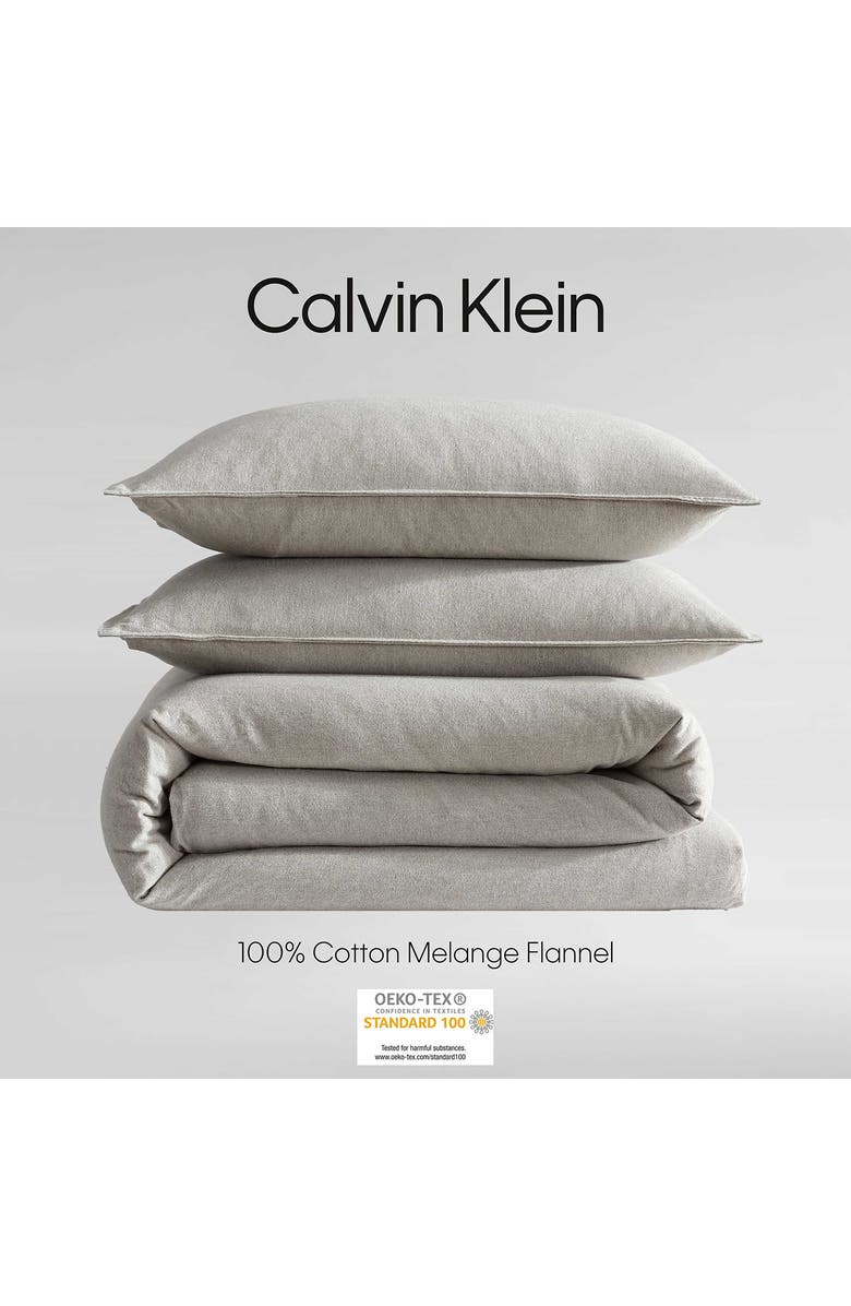 Calvin Klein Mélange Flannel Comforter & Sham Set, Alternate, color, Natural