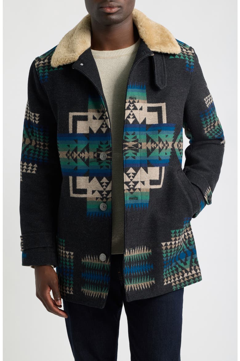 Brownsville Wool Coat with Faux Shearling Collar, Main, color, CHIEF JOSEPH OXFORD