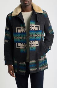 Pendleton Brownsville Wool Coat with Faux Shearling Collar
