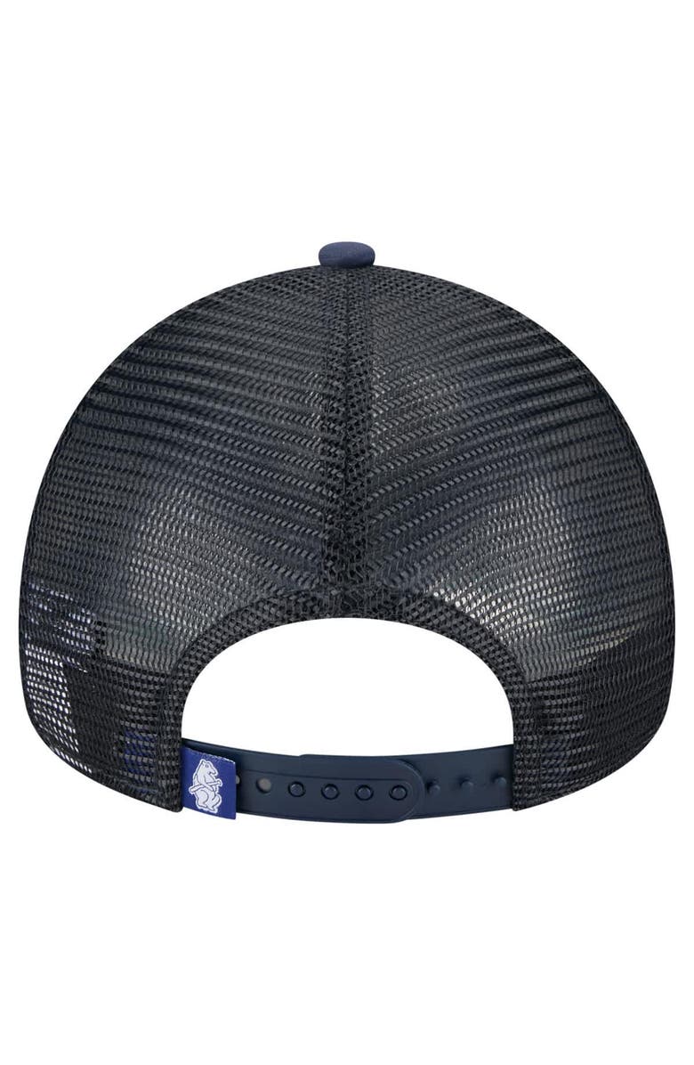 New Era Men's New Era White/Navy Chicago Cubs Distressed 9FORTY A-Frame Adjustable Trucker Hat, Alternate, color, White