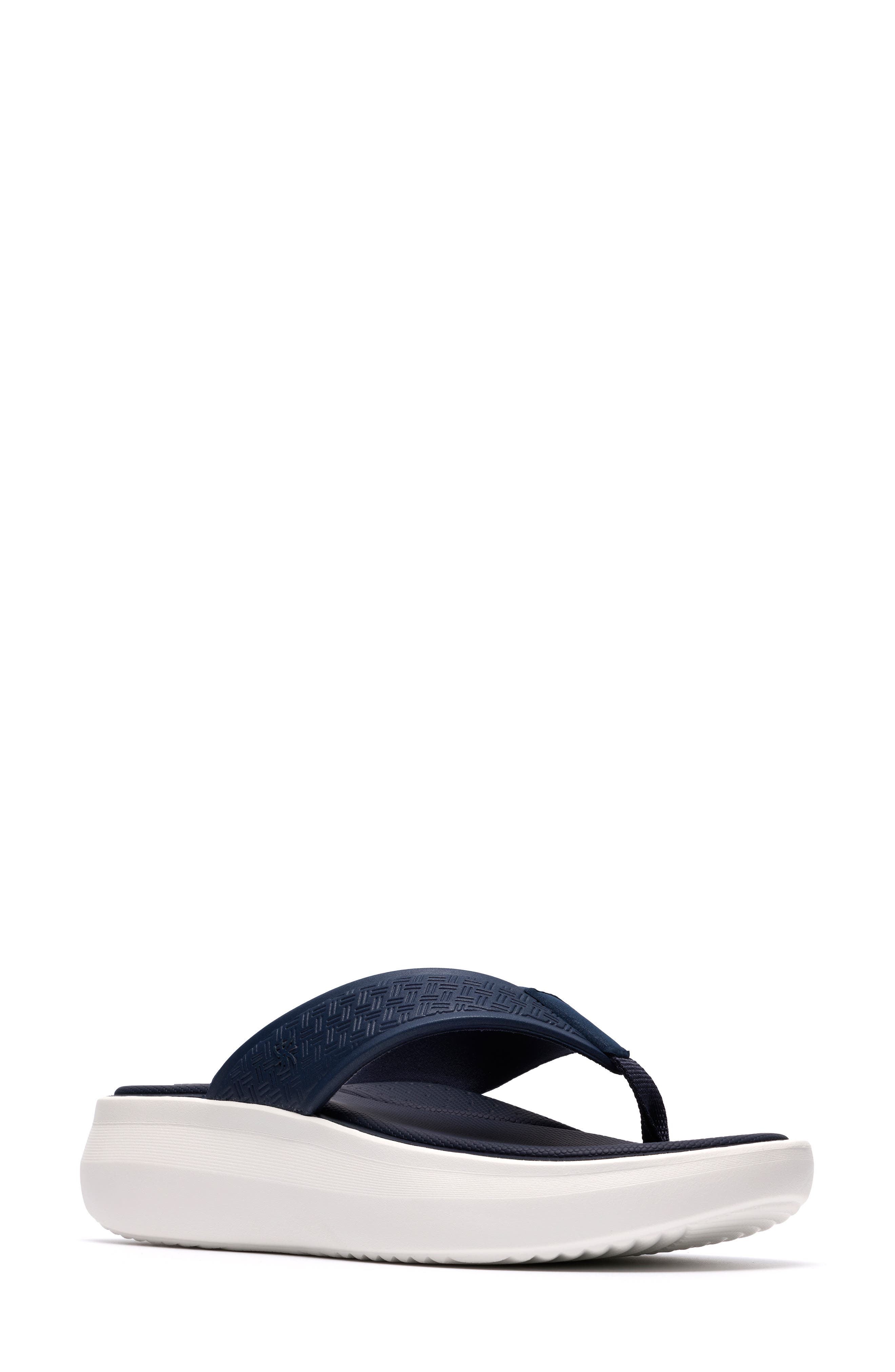 Clarks<sup>®</sup> Solvana Thong Toe Platform Sandal, Main, color, Navy