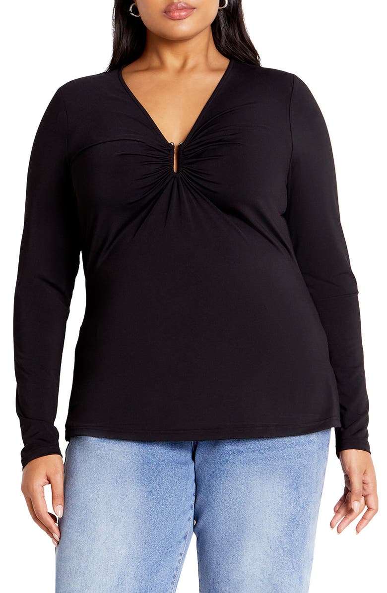 City Chic Izzy U-Bar Jersey Top, Main, color, 