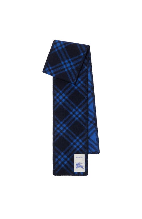 Burberry Narrow Check Cashmere Scarf In Blue