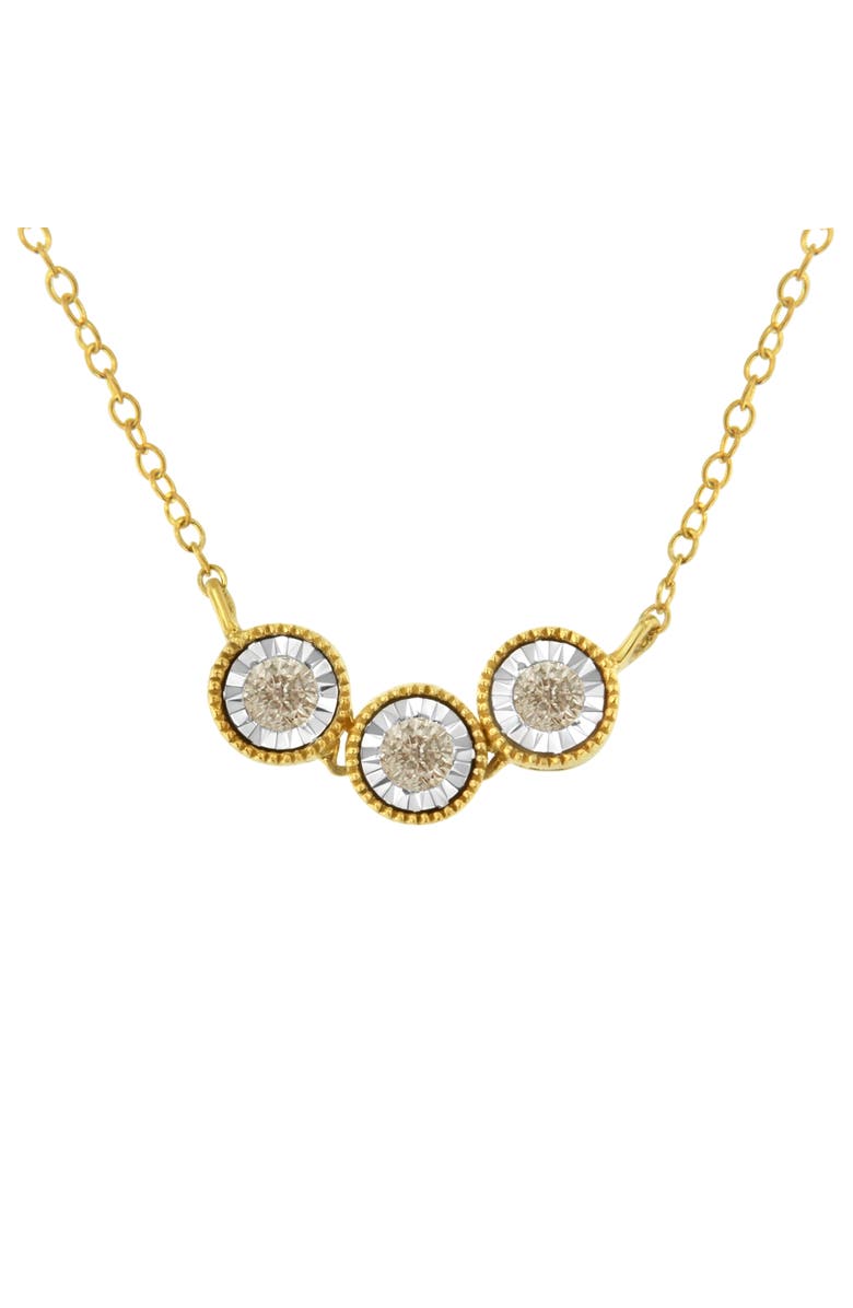 Haus of Brilliance Two-Toned -Silver Champagne Diamond 3 Stone Necklace, Main, color, Yellow