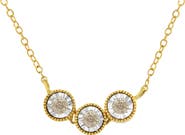 Haus of Brilliance Two-Toned -Silver Champagne Diamond 3 Stone Necklace