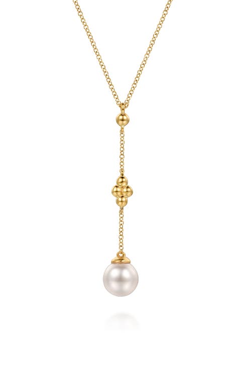 Bujukan 14k Gold Cultured Pearl Y-Necklace