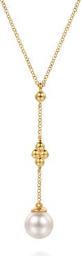 Gabriel & Co. Bujukan 14k Gold Cultured Pearl Y-Necklace